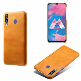 For Samsung Galaxy M30 Calf Texture  PC + PU Phone Case(Orange)