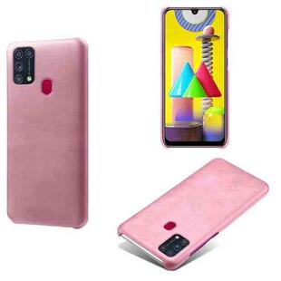 For Samsung Galaxy M31(With Fingerprint) Calf Texture  PC + PU Phone Case(Pink)