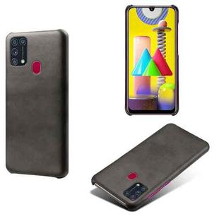 For Samsung Galaxy M31(With Fingerprint) Calf Texture  PC + PU Phone Case(Black)