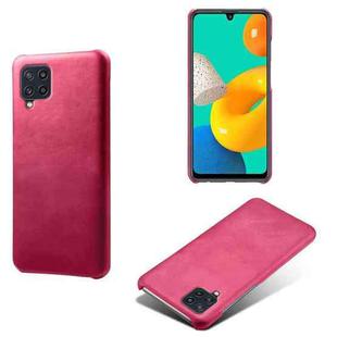 For Samsung Galaxy M32 Calf Texture  PC + PU Phone Case(Rose Red)
