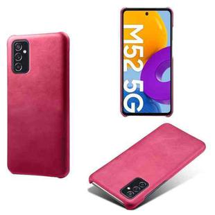 For Samsung Galaxy M52 5G Calf Texture  PC + PU Phone Case(Rose Red)