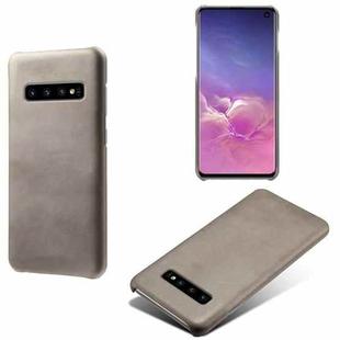 For Samsung Galaxy S10 Calf Texture  PC + PU Phone Case(Grey)
