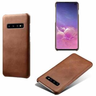 For Samsung Galaxy S10 Calf Texture  PC + PU Phone Case(Brown)