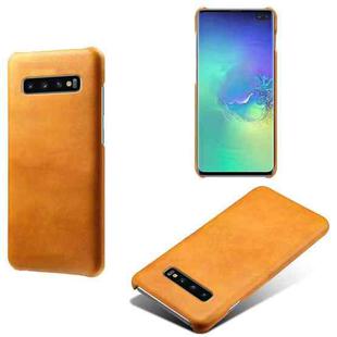 For Samsung Galaxy S10+ Calf Texture  PC + PU Phone Case(Orange)