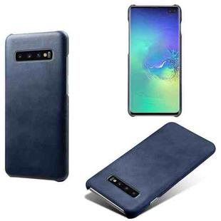 For Samsung Galaxy S10+ Calf Texture  PC + PU Phone Case(Blue)