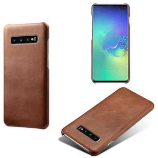 For Samsung Galaxy S10+ Calf Texture  PC + PU Phone Case(Brown)