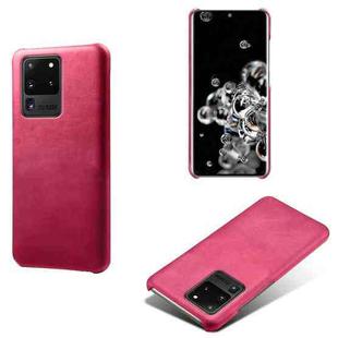 For Samsung Galaxy S20 Ultra Calf Texture  PC + PU Phone Case(Rose Red)