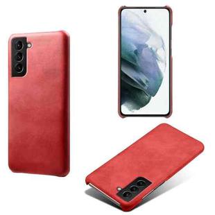 For Samsung Galaxy S21 FE Calf Texture  PC + PU Phone Case(Red)