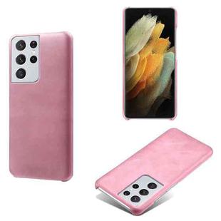 For Samsung Galaxy S21 Ultra 5G Calf Texture  PC + PU Phone Case(Pink)