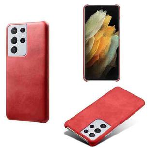 For Samsung Galaxy S21 Ultra 5G Calf Texture  PC + PU Phone Case(Red)