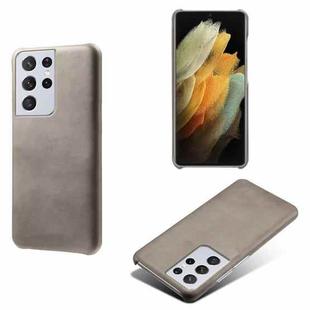 For Samsung Galaxy S21 Ultra 5G Calf Texture  PC + PU Phone Case(Grey)