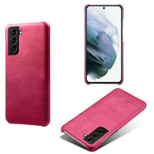 For Samsung Galaxy S22 Calf Texture  PC + PU Phone Case(Rose Red)