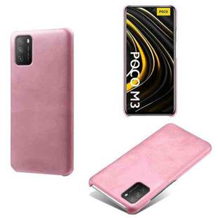 For Xiaomi Poco M3 Calf Texture PC + PU Phone Case(Pink)