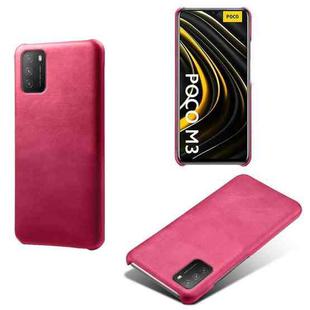 For Xiaomi Poco M3 Calf Texture PC + PU Phone Case(Rose Red)