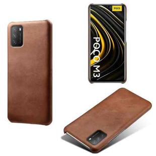 For Xiaomi Poco M3 Calf Texture PC + PU Phone Case(Brown)