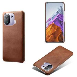 For Xiaomi Mi 11 Pro Calf Texture PC + PU Phone Case(Brown)