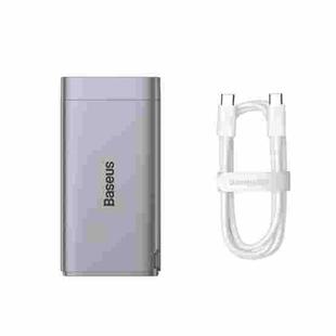 Baseus CCGP070012 GaN3 Pro 65W Dual USB-C / Type-C + USB GaN Fast Charger + 1m Xiaobai Series 100W USB-C / Type-C to USB-C / Type-C Fast Charging Data Cable Set, CN Plug(Silver + White)