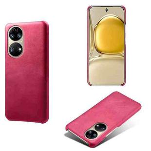 For Huawei P50 Calf Texture PC + PU Phone Case(Rose Red)