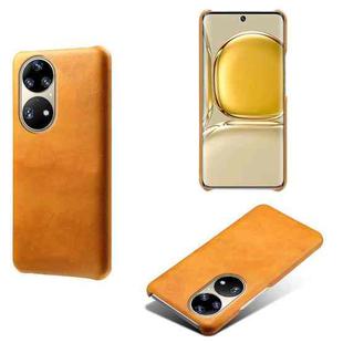 For Huawei P50 Pro Calf Texture PC + PU Phone Case(Orange)