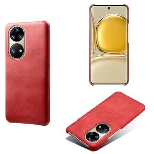 For Huawei P50 Pro Calf Texture PC + PU Phone Case(Red)