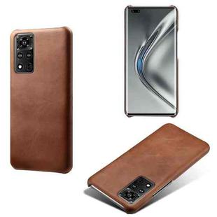 For Honor V40 5G Calf Texture PC + PU Phone Case(Brown)