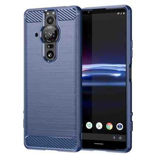 For Sony Xperia Pro-I Brushed Carbon Fiber Texture TPU Phone Case(Blue)