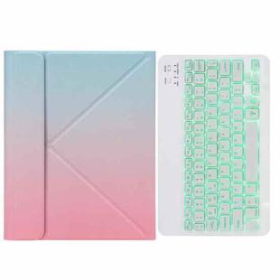 H-102S Monochrome Backlight Bluetooth Keyboard Leather Case with Rear Three-fold Holder For iPad 10.2 2020 & 2019 / Pro 10.5 inch(Pink Blue)