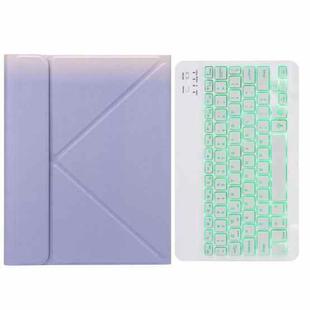 H-097S Monochrome Backlight Bluetooth Keyboard Leather Case with Rear Three-fold Holder For iPad 9.7 2018 & 2017(Purple)