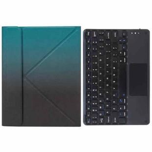 H-097C Touch Bluetooth Keyboard Leather Case with Rear Three-fold Holder For iPad 9.7 2018 & 2017(Dark Night Green)