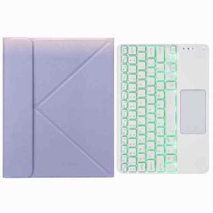 H-097CS Touch Backlight Bluetooth Keyboard Leather Case with Rear Three-fold Holder For iPad 9.7 2018 & 2017(Purple)