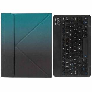 H-097 Bluetooth Keyboard Leather Case with Rear Three-fold Holder For iPad 9.7 2018 & 2017(Dark Night Green)