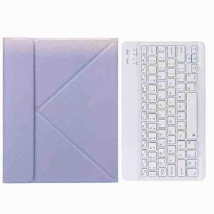 H-097 Bluetooth Keyboard Leather Case with Rear Three-fold Holder For iPad 9.7 2018 & 2017(Purple)