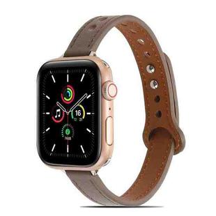 Double Rivets Leather Watch Band for Apple Watch Series 8&7 41mm / SE 2&6&SE&5&4 40mm / 3&2&1 38mm(Light Brown)