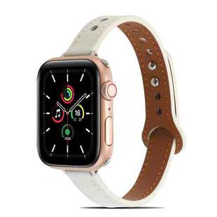 Double Rivets Leather Watch Band for Apple Watch Ultra 49mm&Watch Ultra 2 49mm / Series 9&8&7 45mm / SE 3&SE 2&6&SE&5&4 44mm / 3&2&1 42mm(White)