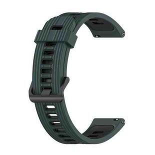 For Samsung Galaxy Watch4/Active2 20mm Two-color Stripe Silicone Watch Band(Olive Green Black)