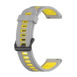 For Samsung Galaxy Watch4/Active2 20mm Two-color Stripe Silicone Watch Band(Grey Yellow)