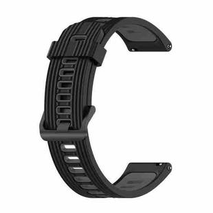 For Huawei Watch GT Runner 22mm Two-color Stripe Silicone Watch Band(Black Dark Grey)