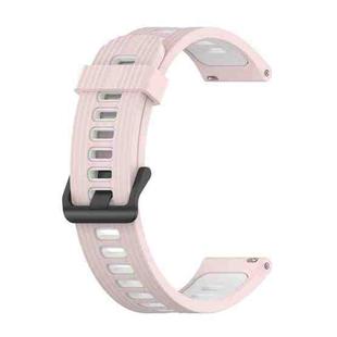 For Huawei Watch GT Runner 22mm Two-color Stripe Silicone Watch Band(Sand Pink White)