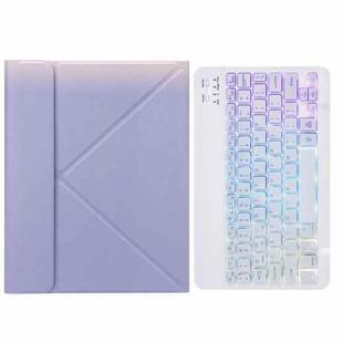 H-102S3 Tri-color Backlight Bluetooth Keyboard Leather Case with Rear Three-fold Holder For iPad 10.2 2020 & 2019 / Pro 10.5 inch(Purple)