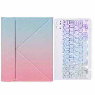 H-102S3 Tri-color Backlight Bluetooth Keyboard Leather Case with Rear Three-fold Holder For iPad 10.2 2020 & 2019 / Pro 10.5 inch(Pink Blue)