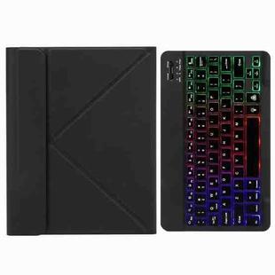 H-109S3 Tri-color Backlight Bluetooth Keyboard Leather Case with Rear Three-fold Holder For iPad Pro 11 inch 2021 & 2020 & 2018 / Air 2020 10.9(Black)