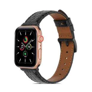 Crocodile Texture Leather Watch Band for Apple Watch Series 8&7 41mm / SE 2&6&SE&5&4 40mm / 3&2&1 38mm(Black)