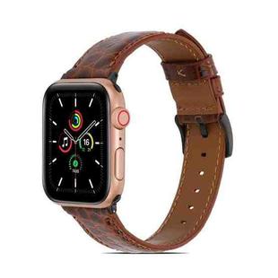 Crocodile Texture Leather Watch Band for Apple Watch Series 8&7 41mm / SE 2&6&SE&5&4 40mm / 3&2&1 38mm(Brown)