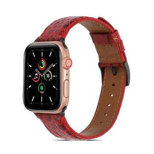 Crocodile Texture Leather Watch Band for Apple Watch Series 8&7 41mm / SE 2&6&SE&5&4 40mm / 3&2&1 38mm(Red)