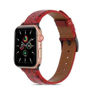 Crocodile Texture Leather Watch Band for Apple Watch Ultra 49mm / Series 8&7 45mm / SE 2&6&SE&5&4 44mm / 3&2&1 42mm(Red)