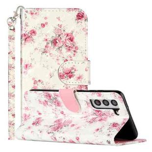 For Samsung Galaxy S22+ 5G 3D Pattern Horizontal Flip PU Leather Phone Case(Rose Flower)