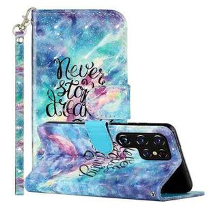For Samsung Galaxy S22 Ultra 5G 3D Pattern Horizontal Flip PU Leather Phone Case(Blue Starry Sky)