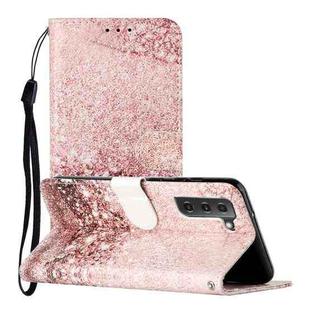 For Samsung Galaxy S22 5G Colored Drawing Marble Pattern PU Leather Phone Case(Rose Gold)