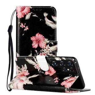 For Samsung Galaxy S22 Ultra 5G Colored Drawing Marble Pattern PU Leather Phone Case(Azalea)