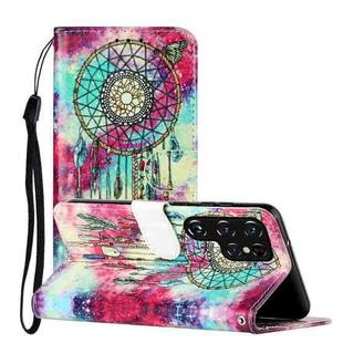 For Samsung Galaxy S22 Ultra 5G Colored Drawing Marble Pattern PU Leather Phone Case(Butterfly Wind Chimes)